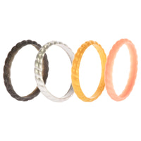 ROQ Silicone Wedding Stackble Braided Ring Set - Metal