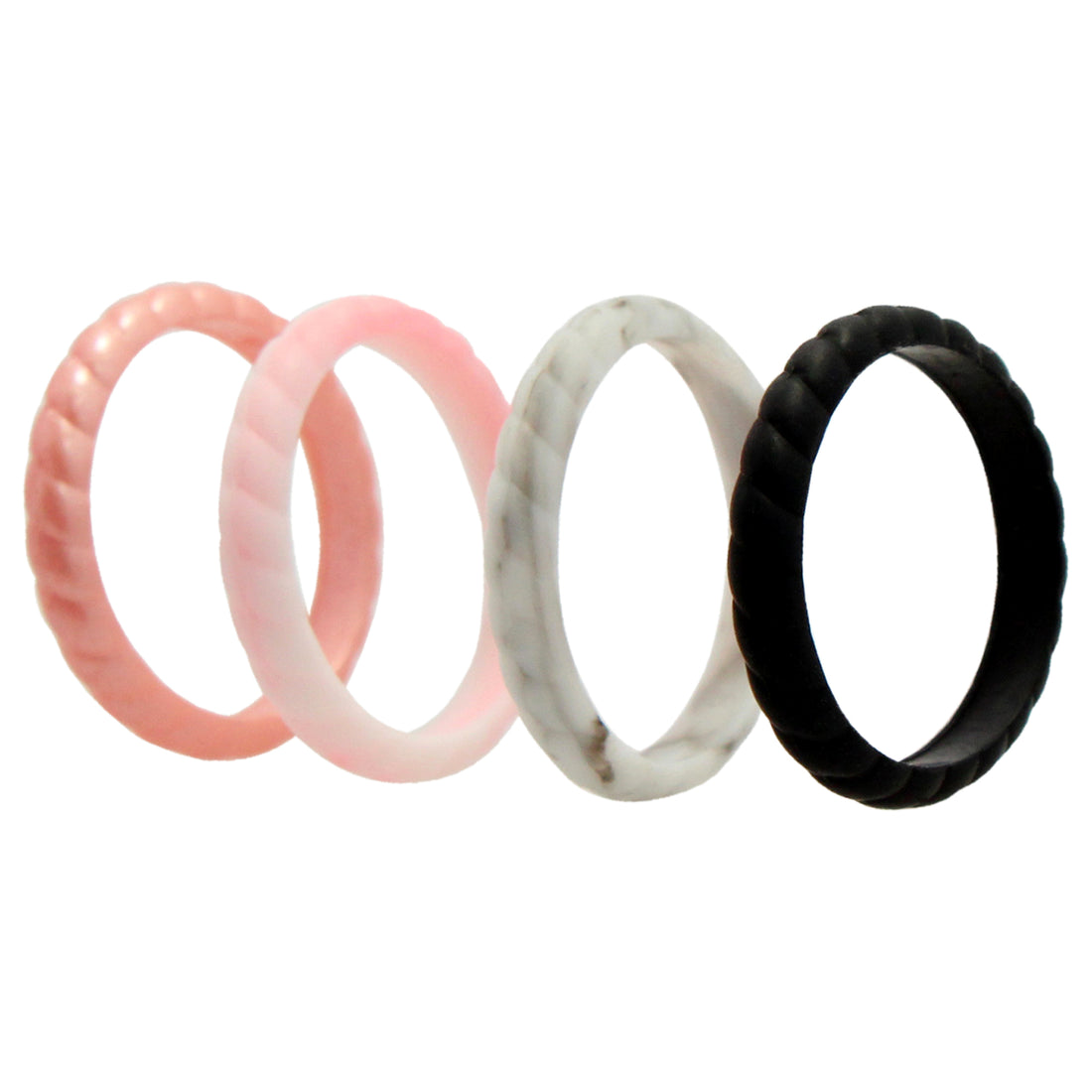 Silicone Wedding Stackble Braided Ring Set - Marble