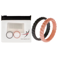 ROQ Silicone Wedding Stackble Braided Ring Set - Rose-Black