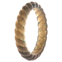 ROQ Silicone Wedding Stackble Braided Single Ring - Black-Turquoise