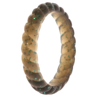 ROQ Silicone Wedding Stackble Braided Single Ring - Black-Turquoise