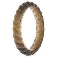 ROQ Silicone Wedding Stackble Braided Single Ring - Black-Turquoise