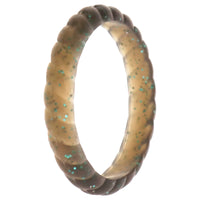 ROQ Silicone Wedding Stackble Braided Single Ring - Black-Turquoise