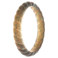 ROQ Silicone Wedding Stackble Braided Single Ring - Black-Turquoise