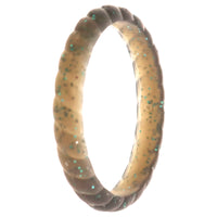 ROQ Silicone Wedding Stackble Braided Single Ring - Black-Turquoise