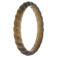 ROQ Silicone Wedding Stackble Braided Single Ring - Black-Turquoise