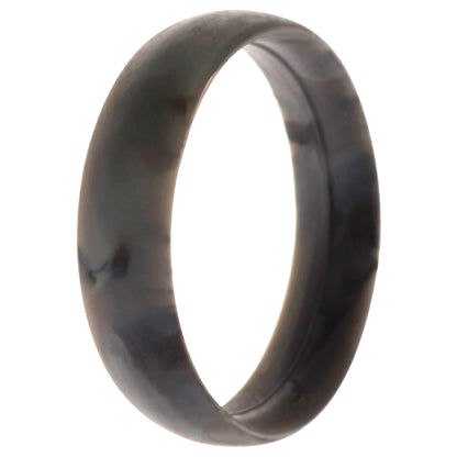 ROQ Silicone Wedding 6mm Smooth Single Ring - Grey-Marble