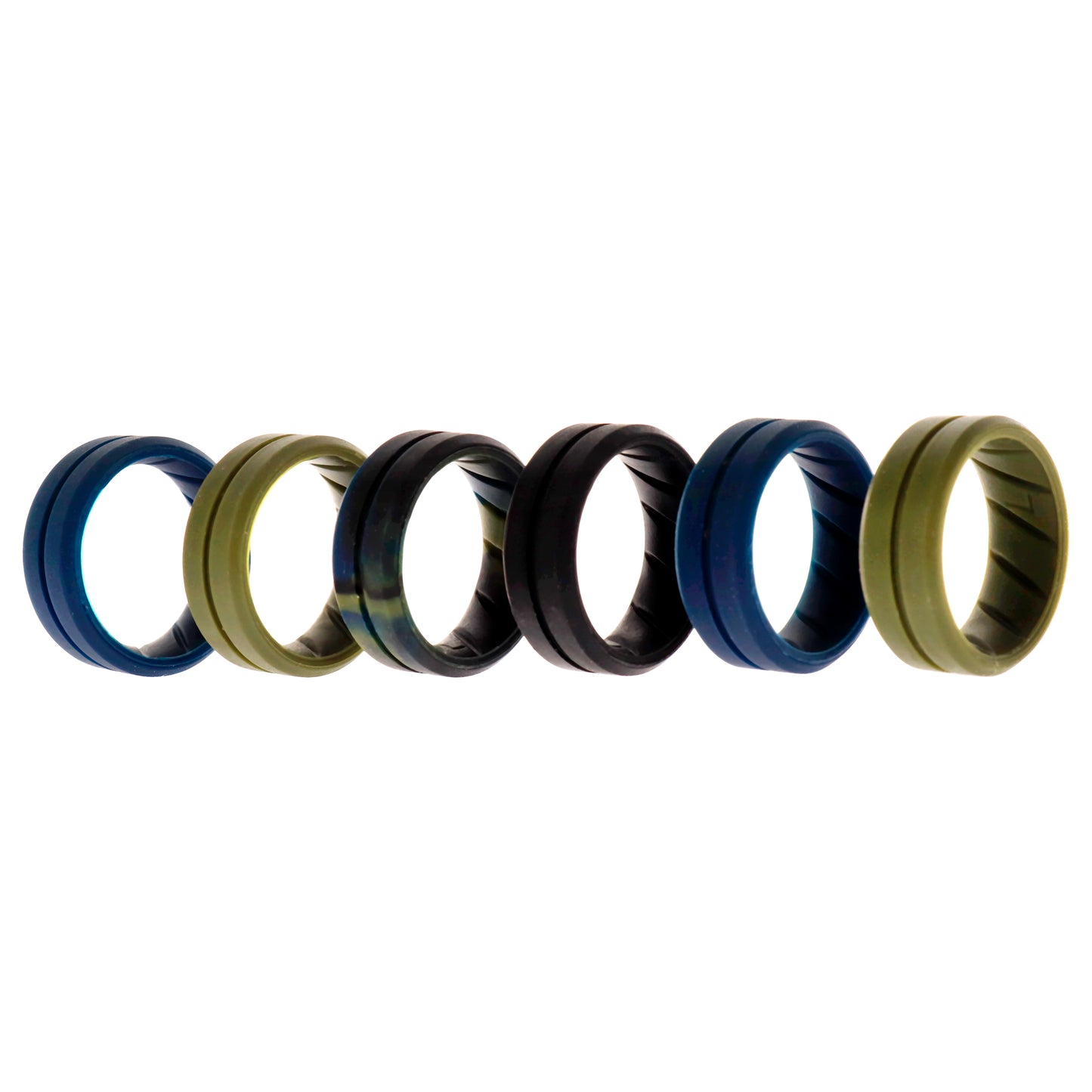 ROQ Silicone Wedding BR Middle Line Ring Set - Basic-Olive