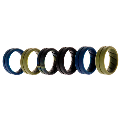 ROQ Silicone Wedding BR Middle Line Ring Set - Basic-Olive
