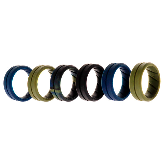 ROQ Silicone Wedding BR Middle Line Ring Set - Basic-Olive