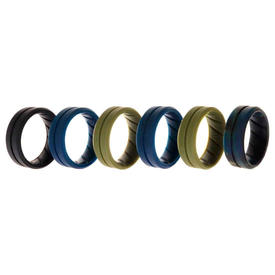 ROQ Silicone Wedding BR Middle Line Ring Set - Basic-Olive