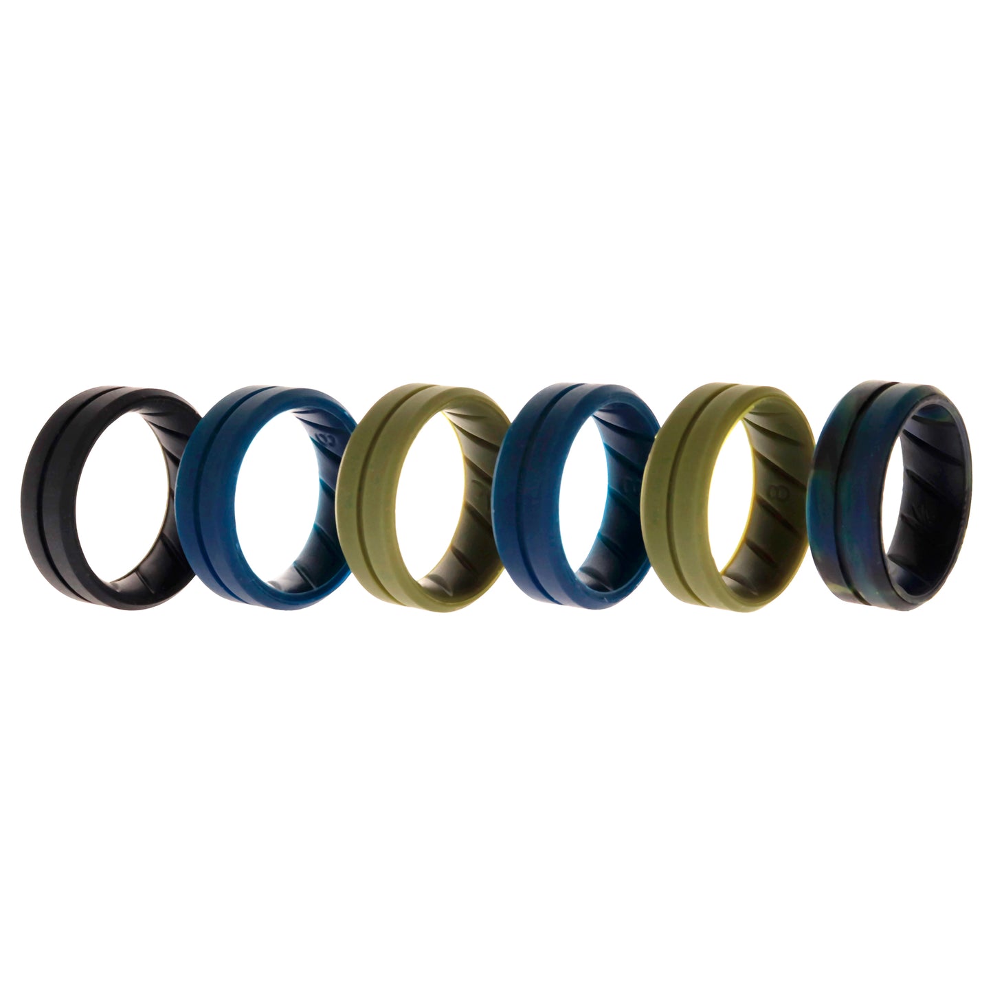 ROQ Silicone Wedding BR Middle Line Ring Set - Basic-Olive