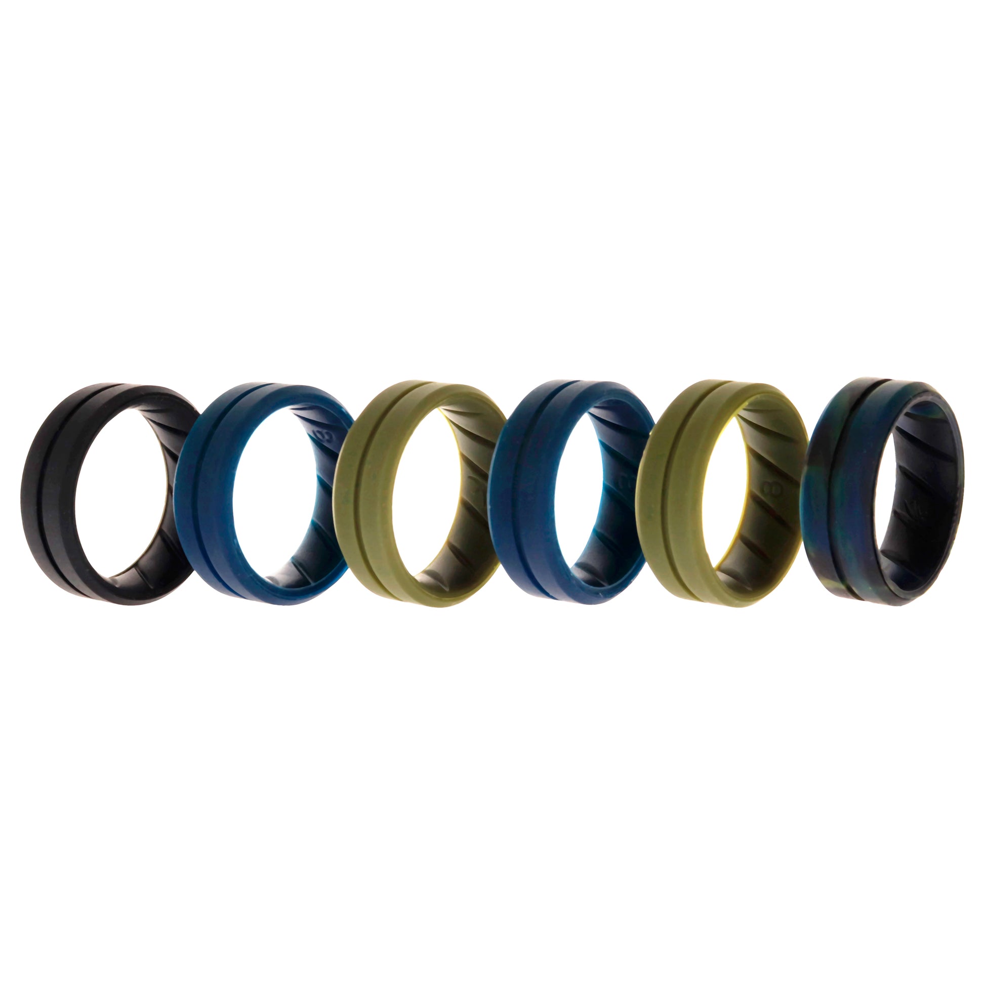 ROQ Silicone Wedding BR Middle Line Ring Set - Basic-Olive