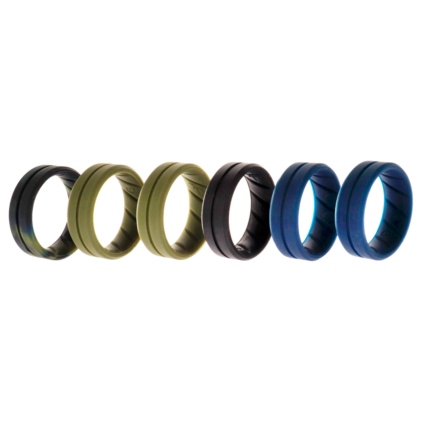 ROQ Silicone Wedding BR Middle Line Ring Set - Basic-Olive