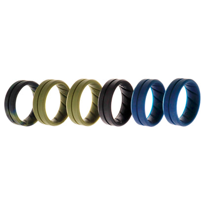 ROQ Silicone Wedding BR Middle Line Ring Set - Basic-Olive