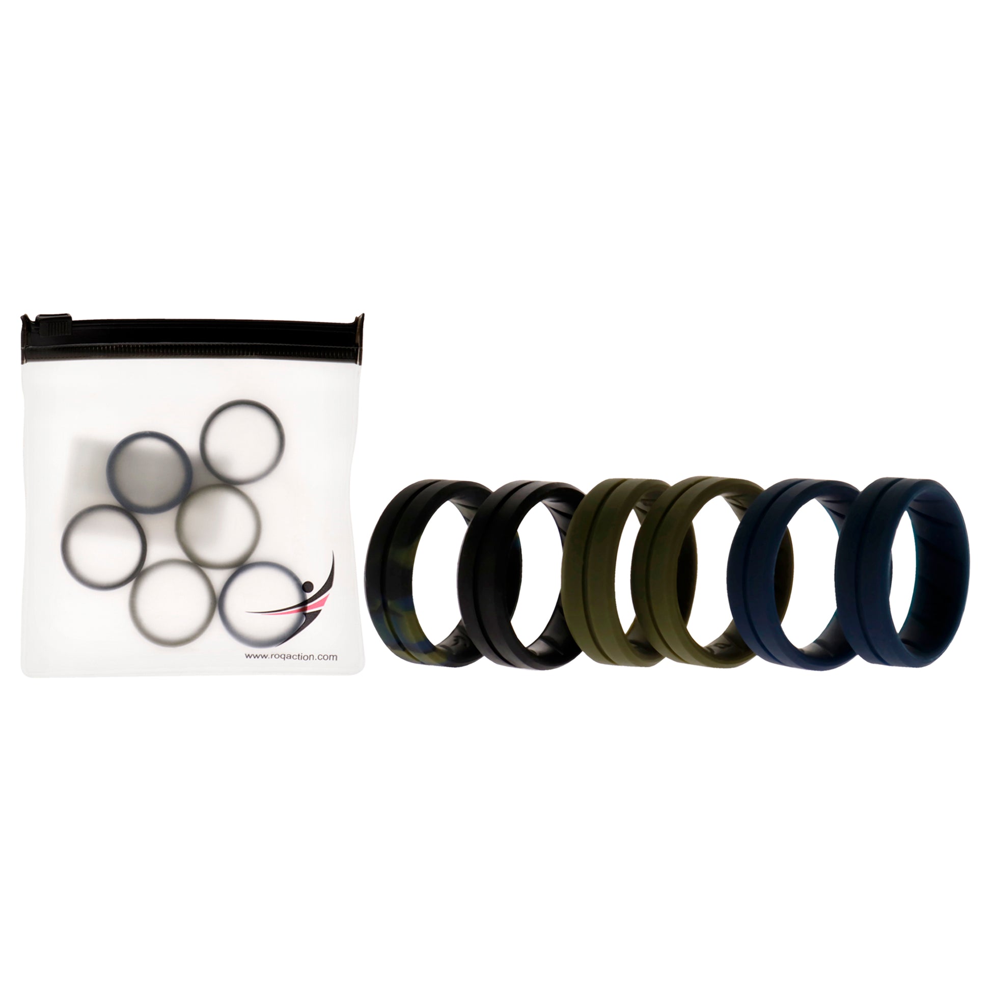 ROQ Silicone Wedding BR Middle Line Ring Set - Basic-Olive