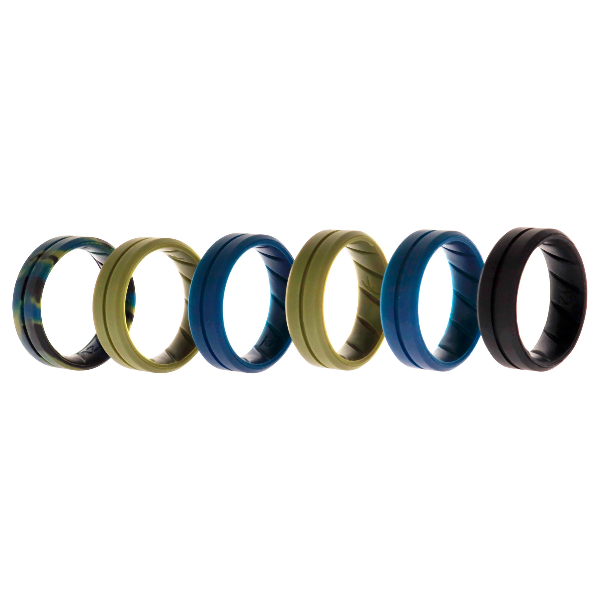 ROQ Silicone Wedding BR Middle Line Ring Set - Basic-Olive