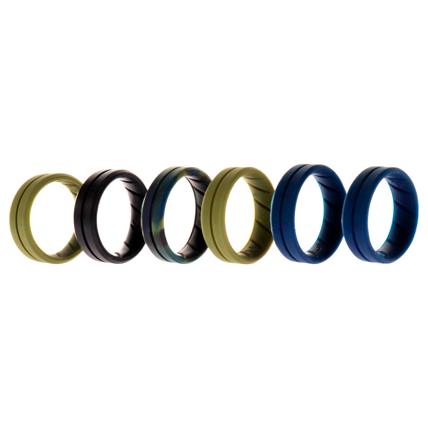ROQ Silicone Wedding BR Middle Line Ring Set - Basic-Olive