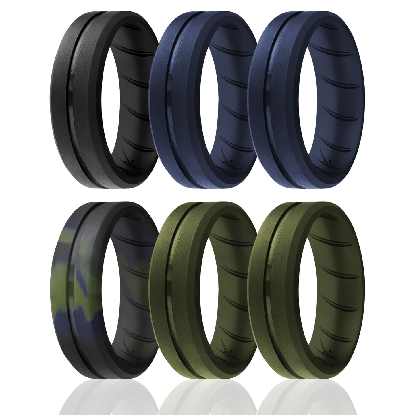 ROQ Silicone Wedding BR Middle Line Ring Set - Basic-Olive