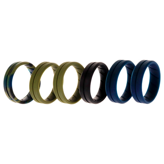 Silicone Wedding BR Middle Line Ring Set - Basic-Olive by ROQ for Men - 6 x 16 mm Ring