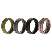 ROQ Silicone Wedding BR Middle Line Ring Set - Basic-Green