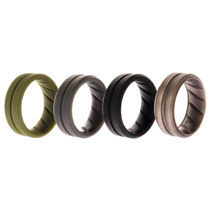 ROQ Silicone Wedding BR Middle Line Ring Set - Basic-Green