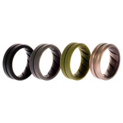 ROQ Silicone Wedding BR Middle Line Ring Set - Basic-Green