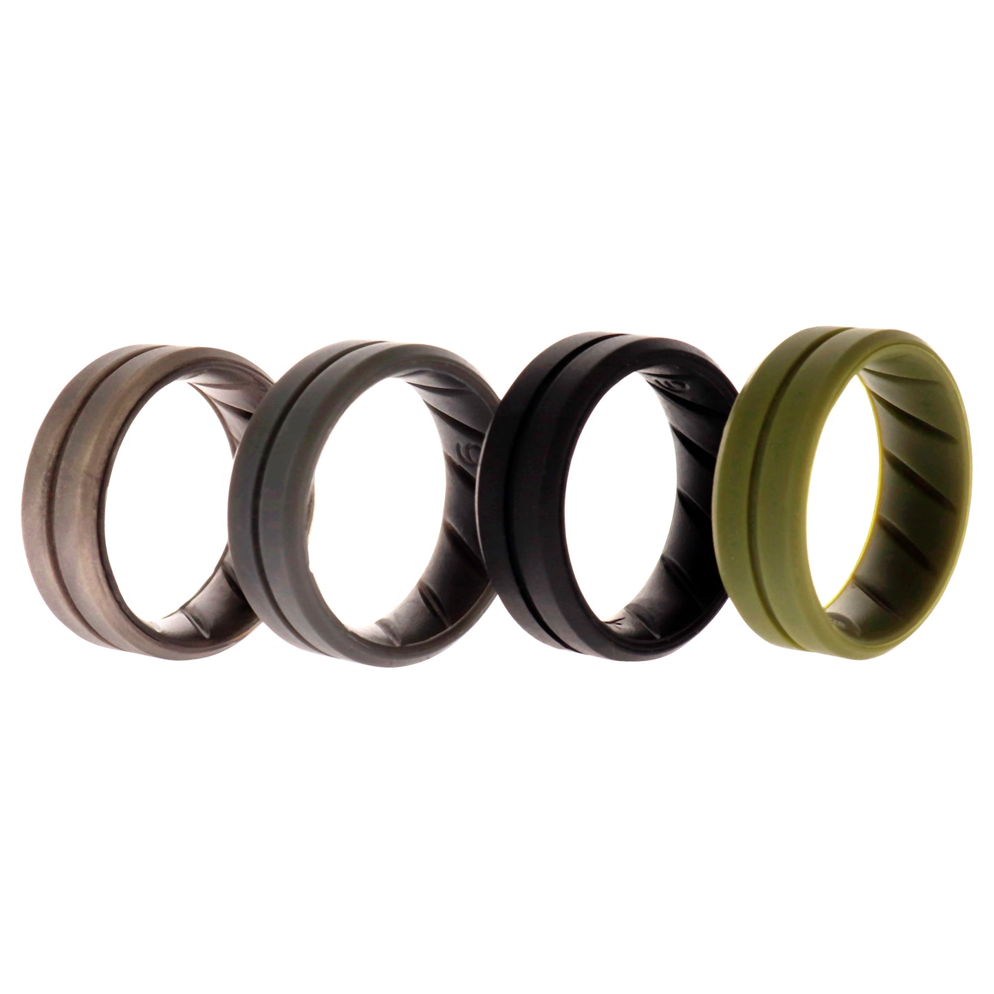 ROQ Silicone Wedding BR Middle Line Ring Set - Basic-Green