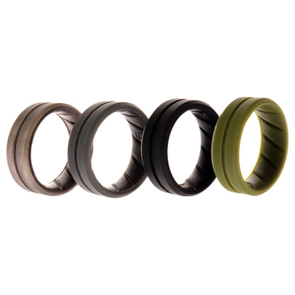 ROQ Silicone Wedding BR Middle Line Ring Set - Basic-Green