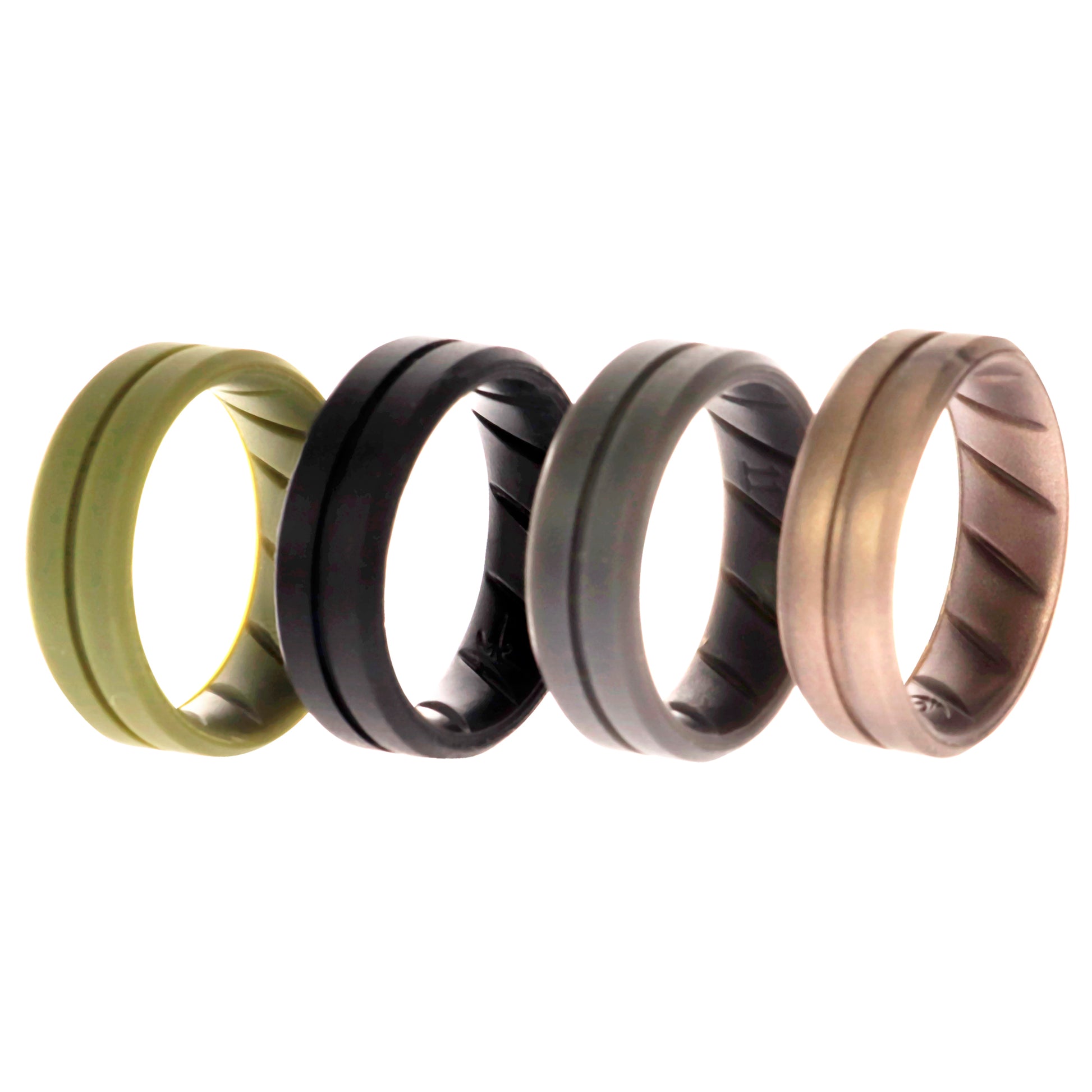ROQ Silicone Wedding BR Middle Line Ring Set - Basic-Green