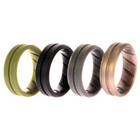 ROQ Silicone Wedding BR Middle Line Ring Set - Basic-Green