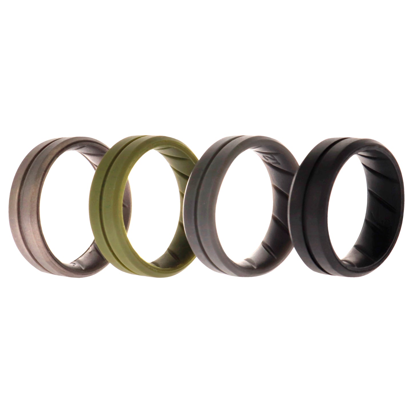 ROQ Silicone Wedding BR Middle Line Ring Set - Basic-Green