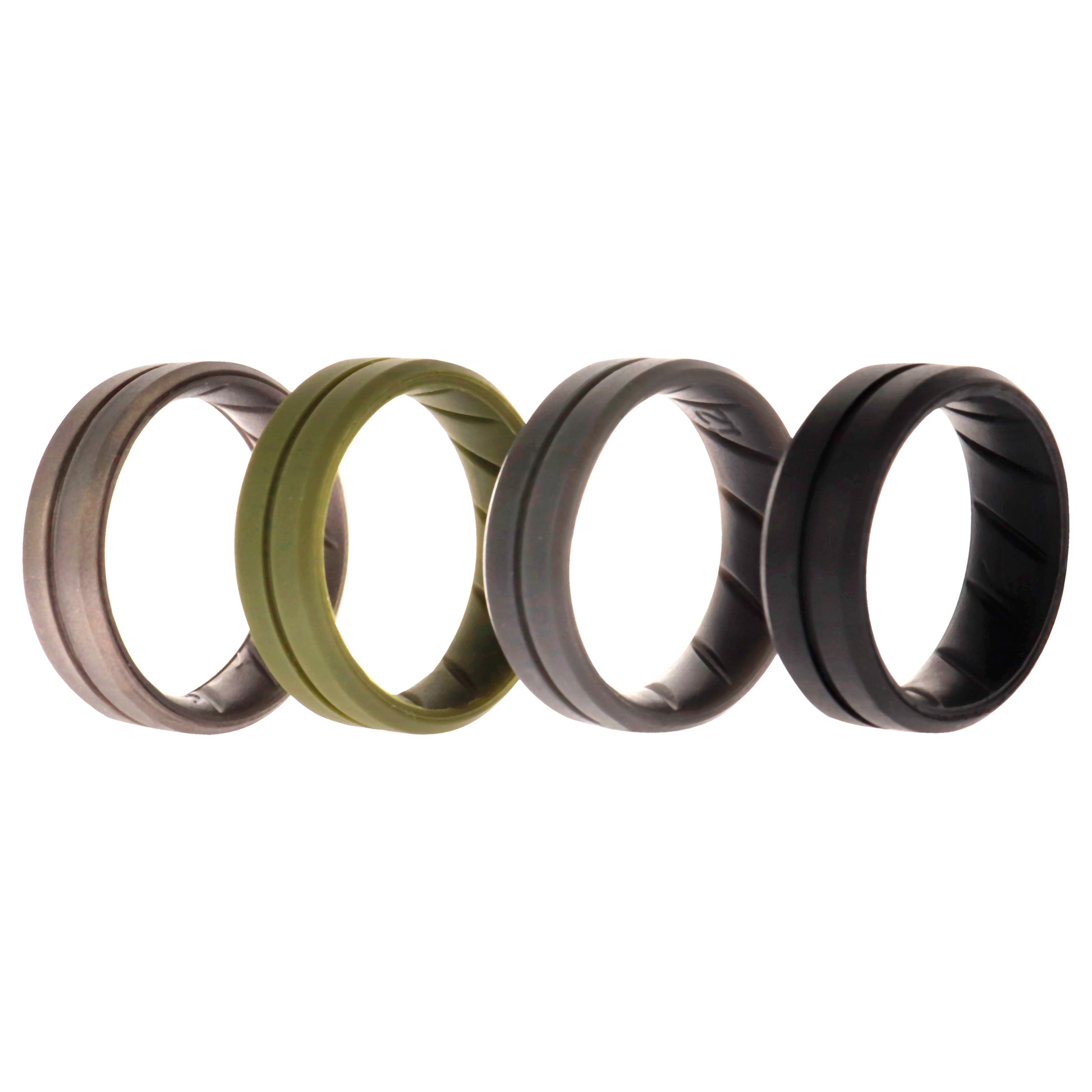 ROQ Silicone Wedding BR Middle Line Ring Set - Basic-Green