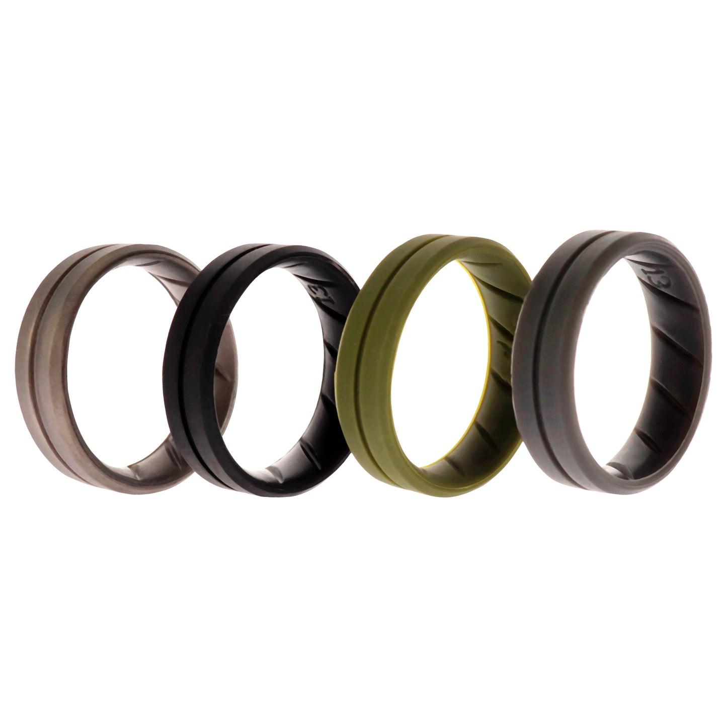 ROQ Silicone Wedding BR Middle Line Ring Set - Basic-Green