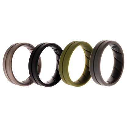 ROQ Silicone Wedding BR Middle Line Ring Set - Basic-Green