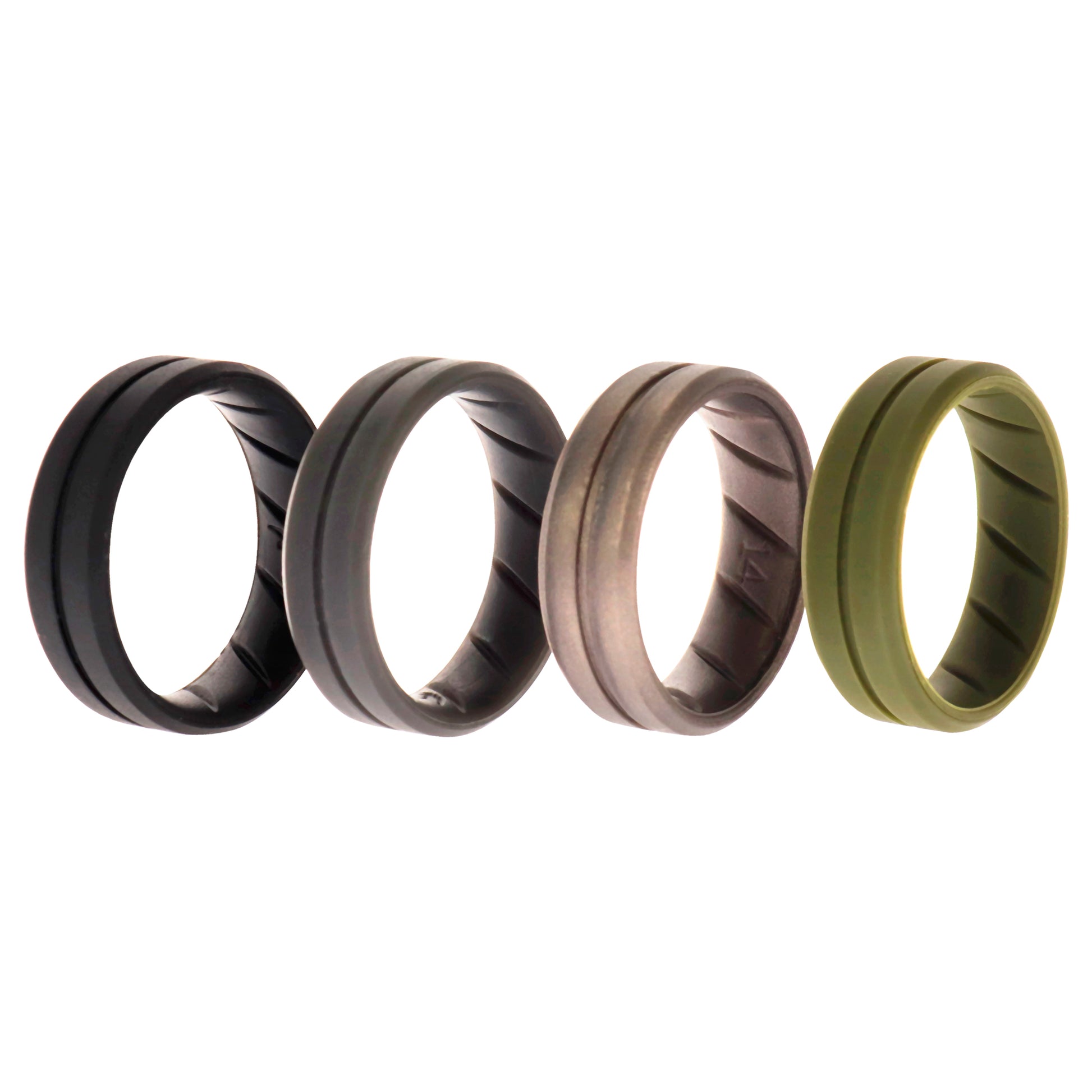 ROQ Silicone Wedding BR Middle Line Ring Set - Basic-Green