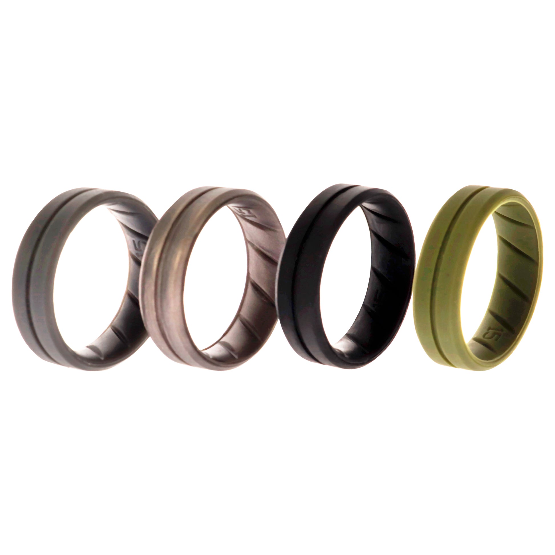 ROQ Silicone Wedding BR Middle Line Ring Set - Basic-Green