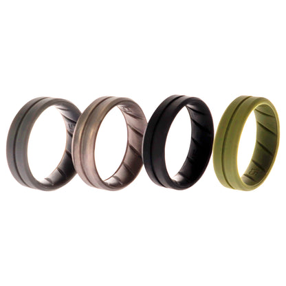 ROQ Silicone Wedding BR Middle Line Ring Set - Basic-Green