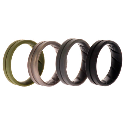 ROQ Silicone Wedding BR Middle Line Ring Set - Basic-Green
