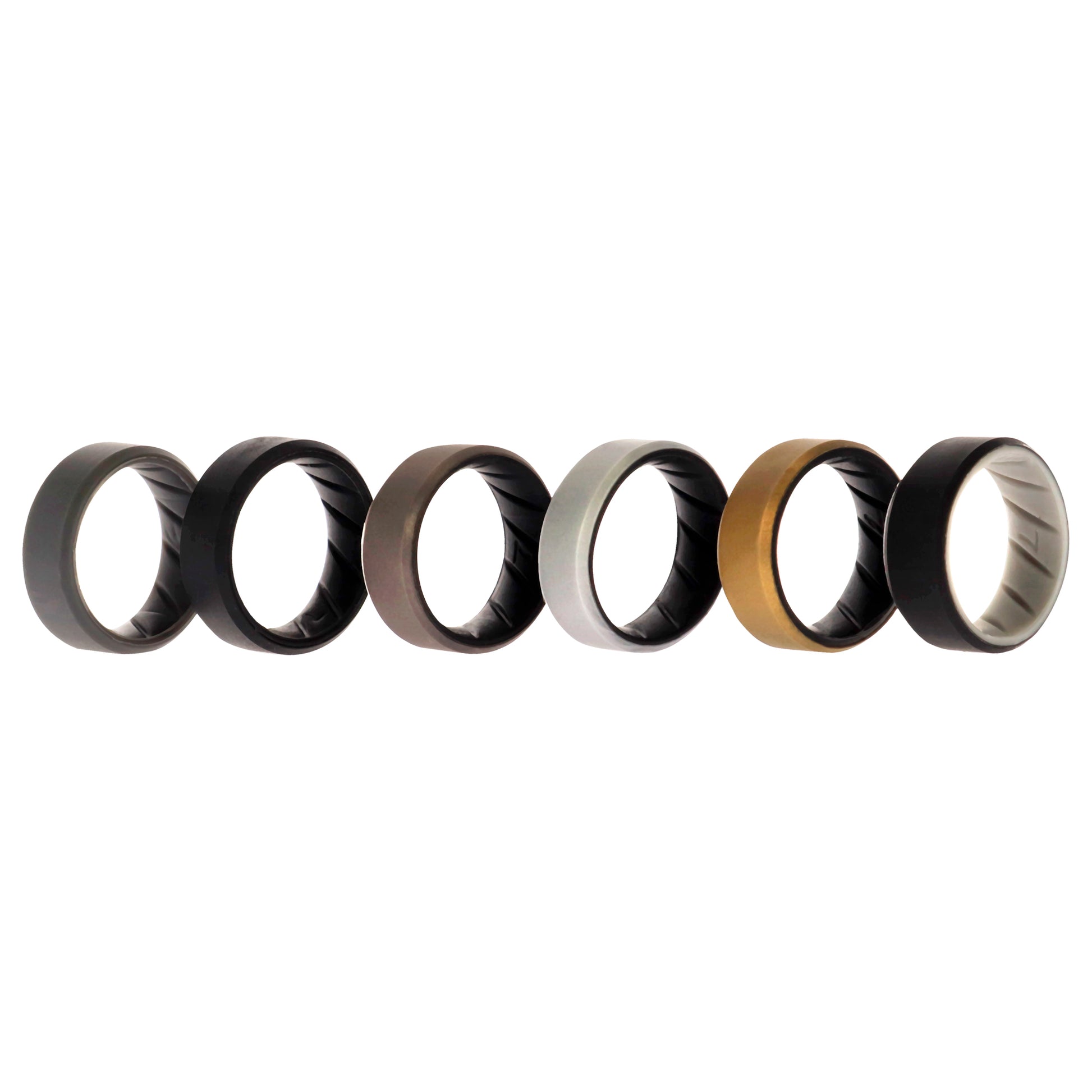 Silicone Wedding BR 8mm Edge Ring Set - Black by ROQ for Men - 6 x 7 mm Ring