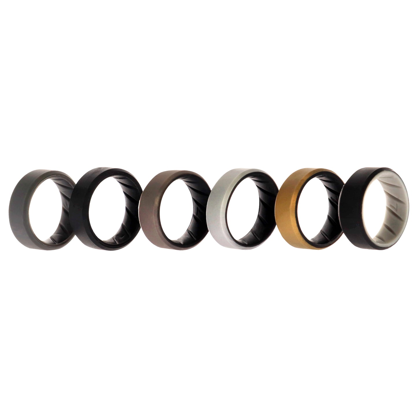 ROQ Silicone Wedding BR 8mm Edge Ring Set - Black