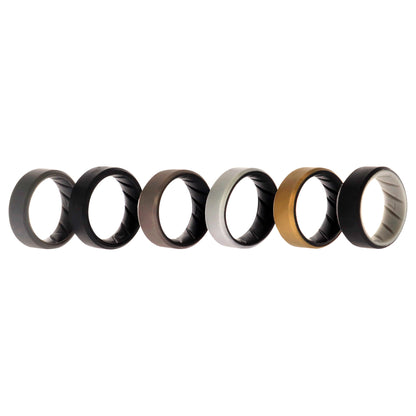 ROQ Silicone Wedding BR 8mm Edge Ring Set - Black