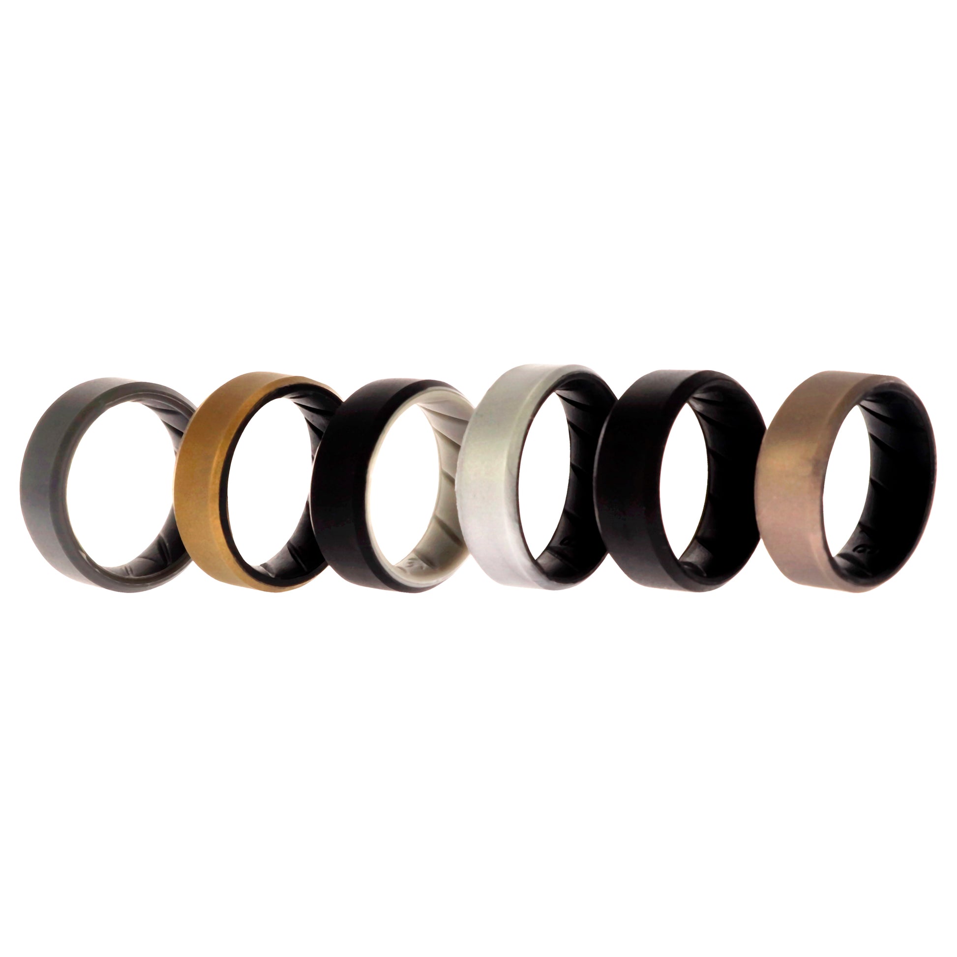 ROQ Silicone Wedding BR 8mm Edge Ring Set - Black