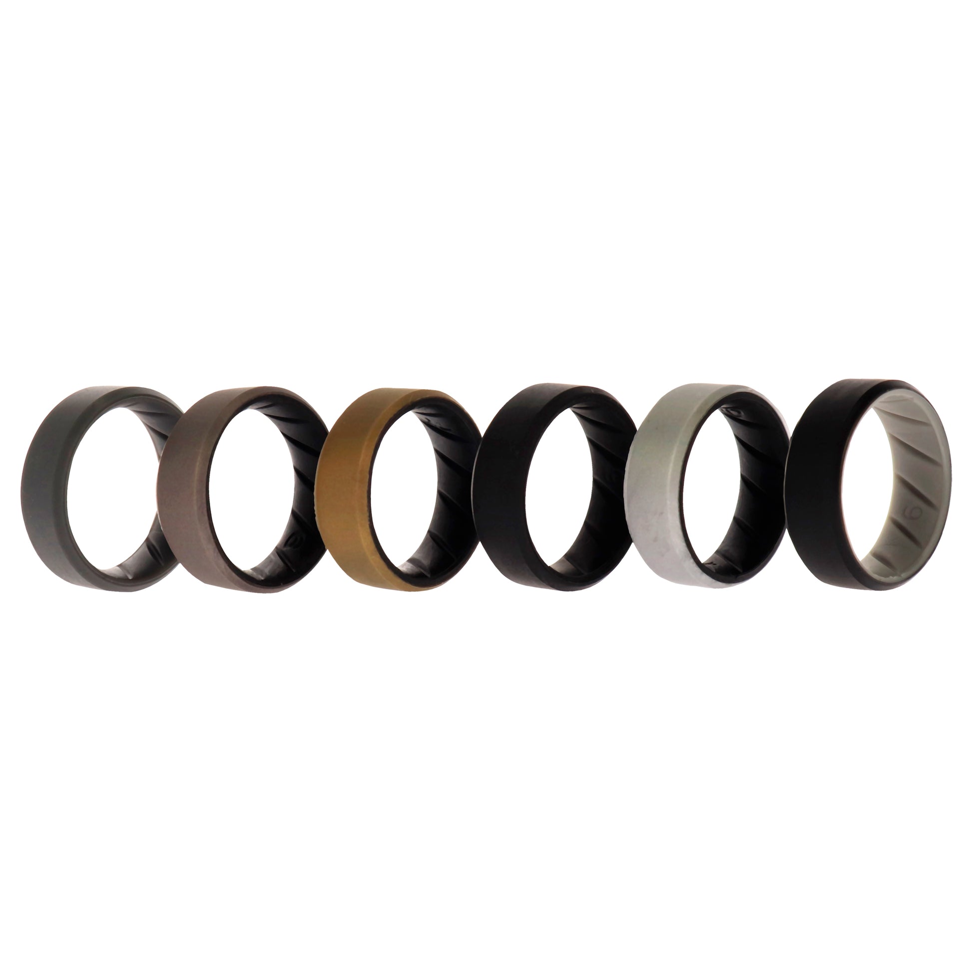 ROQ Silicone Wedding BR 8mm Edge Ring Set - Black