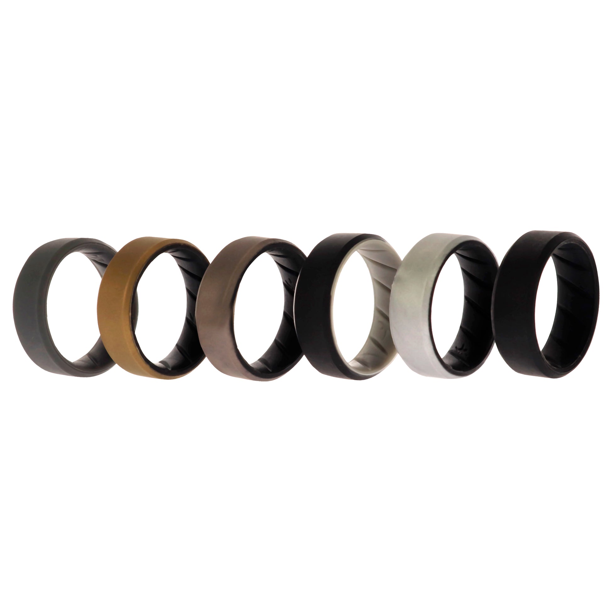 ROQ Silicone Wedding BR 8mm Edge Ring Set - Black