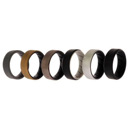 ROQ Silicone Wedding BR 8mm Edge Ring Set - Black