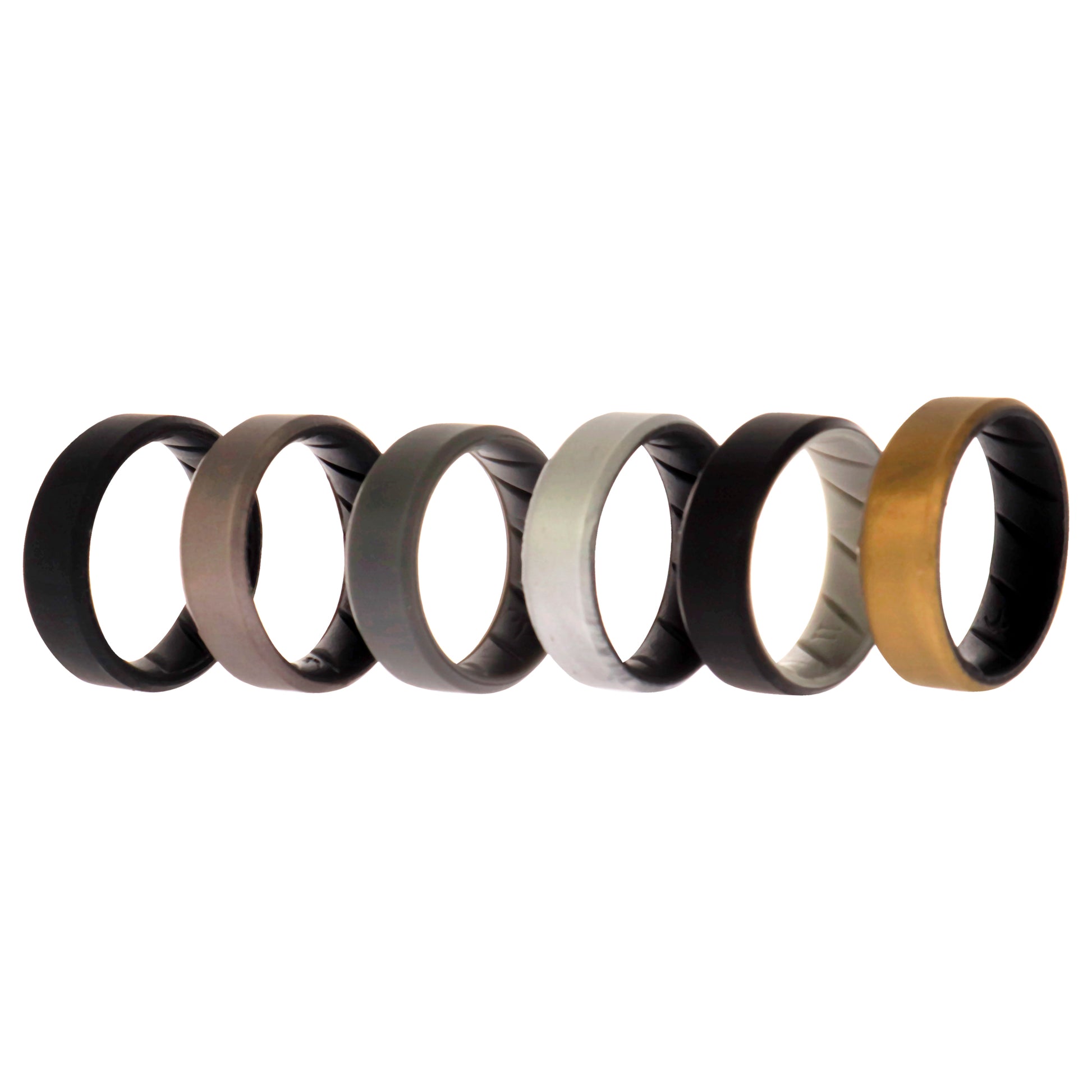 ROQ Silicone Wedding BR 8mm Edge Ring Set - Black