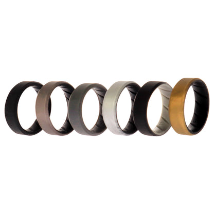 ROQ Silicone Wedding BR 8mm Edge Ring Set - Black
