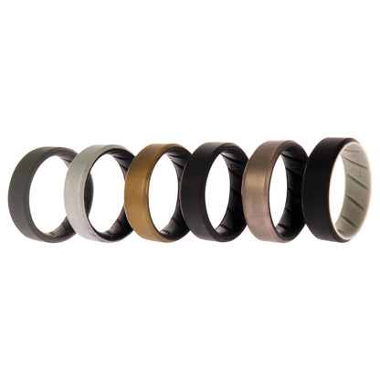 ROQ Silicone Wedding BR 8mm Edge Ring Set - Black