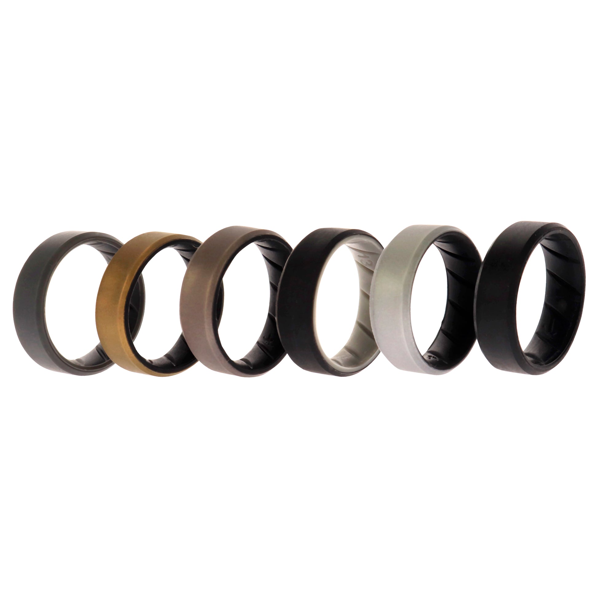 ROQ Silicone Wedding BR 8mm Edge Ring Set - Black